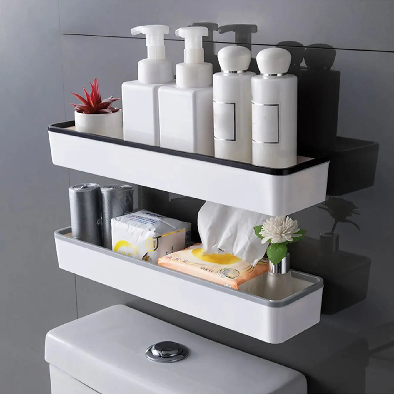 Hign-concerned Wall Mounted Toilet Shelf Rack Multifunctional Organizer