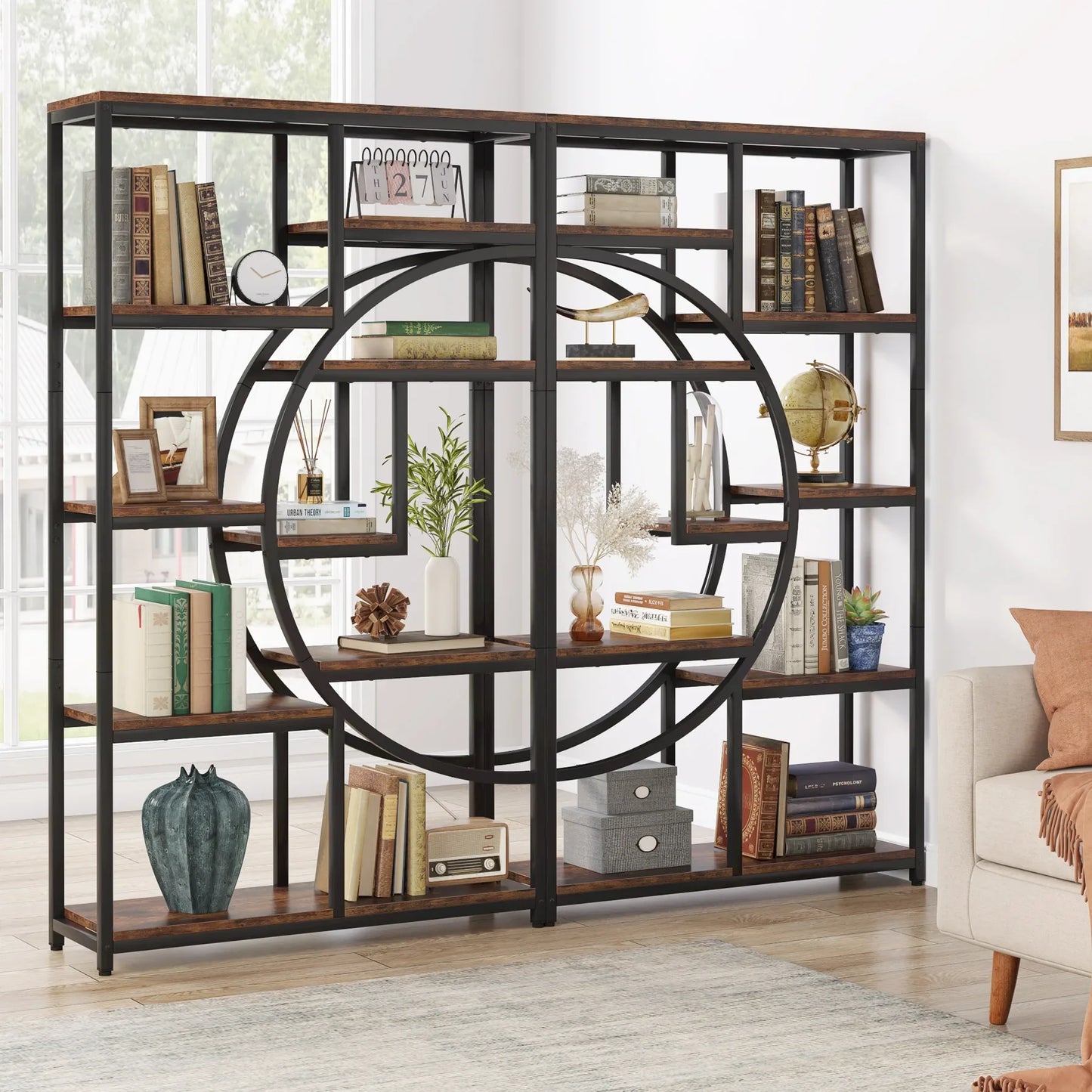 Tribesigns 5 Tier Industrial Bookshelf Etagere Freestanding Bookcase