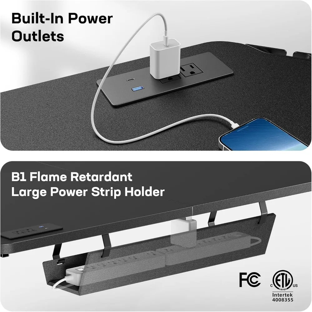 ZHUXIANG L Shaped Standing Desk With Built In Power Outlets