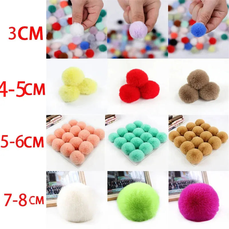 Fluffy Faux Fur Pom Poms For Keychains Hats Scarves DIY