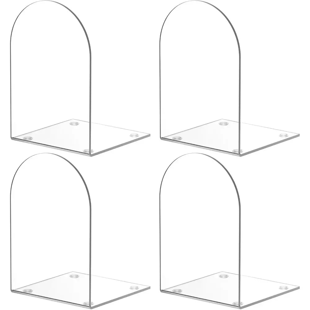 Hign-concerned 4-Piece Acrylic Bookend Set Transparent Desk Organizer