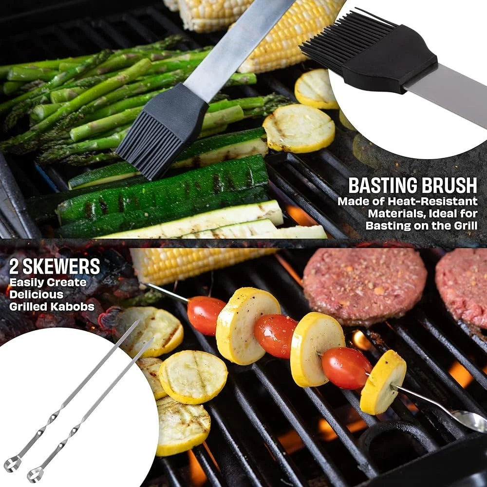 XMSJ 16 Piece BBQ Grill Accessories Stainless Steel Tools Case