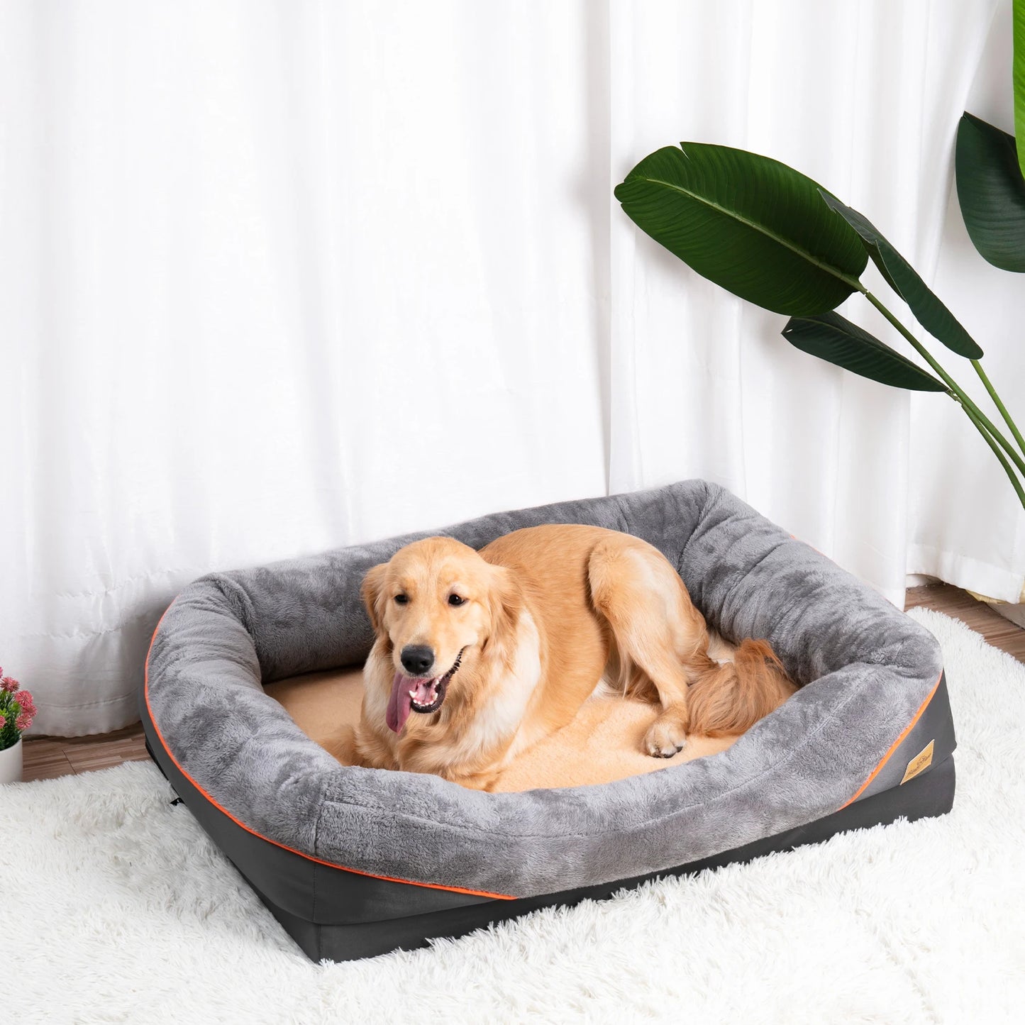 BINGOPAW Dog Bed With Removable Washable Fleece Cover Waterproof