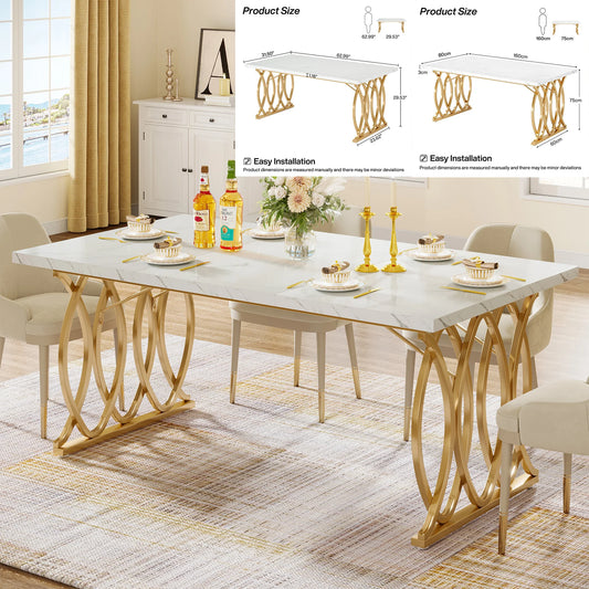 Tribesigns Modern Dining Table With Faux Marble Top