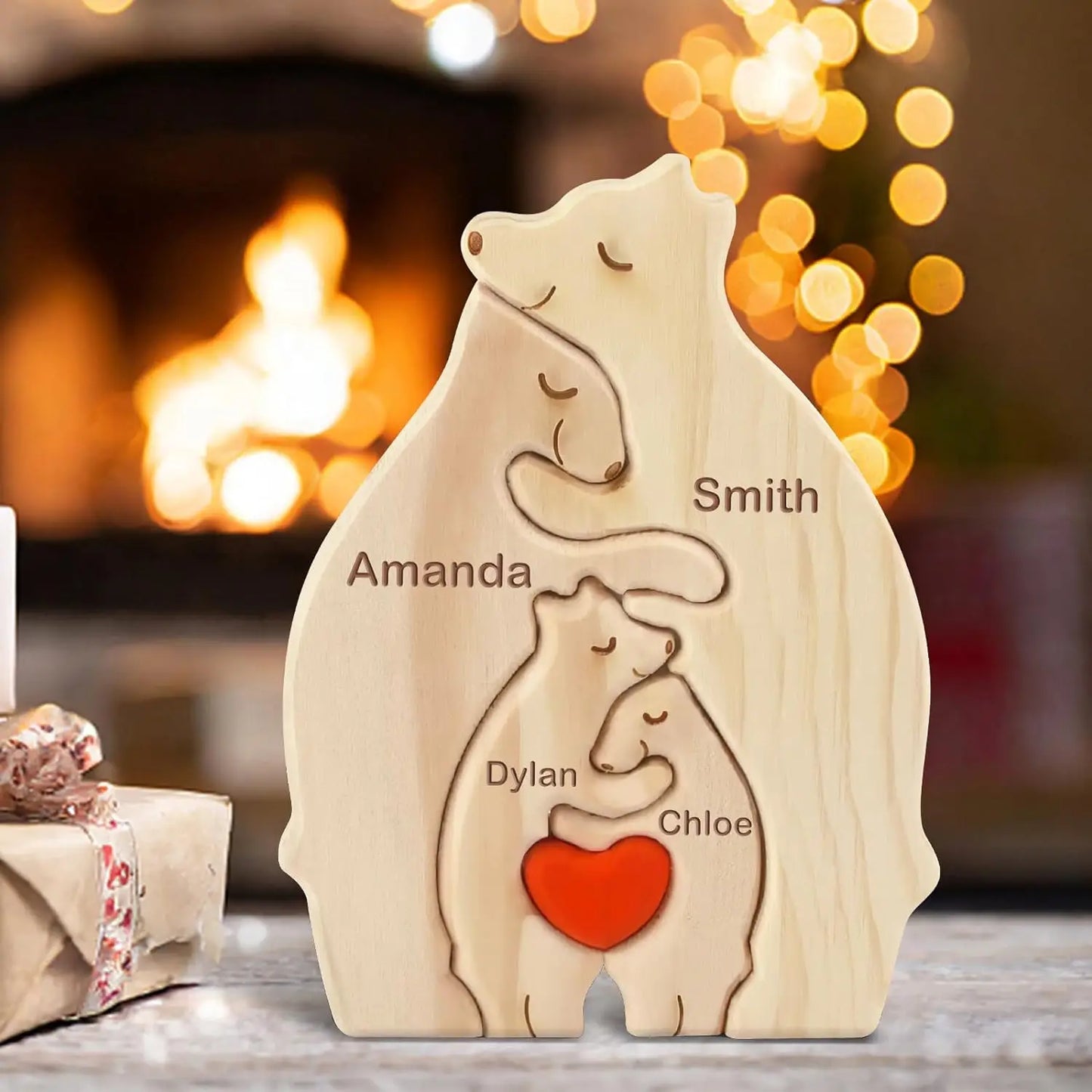 NONEDropshipping Bear Family Wooden Puzzle With Free Engraving Name