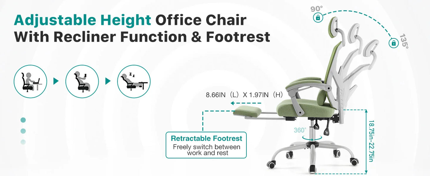 JHK Reclining Ergonomic High Back Mesh Office Chair Lumbar Support