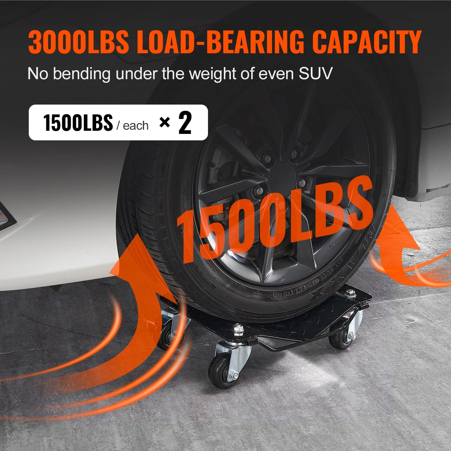 SucceBuy Car Tire Wheel Trolley Dollies 2/4PCS 1500lb Weight Capacity Vehicle Skate Moving Tire with 4 Casters Auto Repair Mover