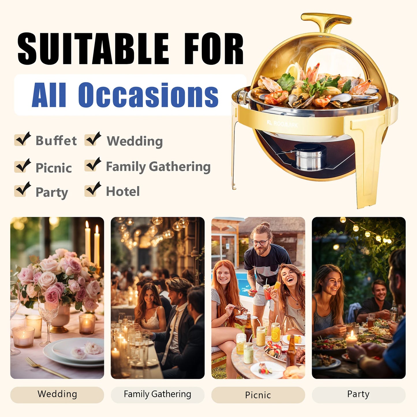 ROOMARK Chafing Dish Buffet Set Stainless Steel Catering Warmer