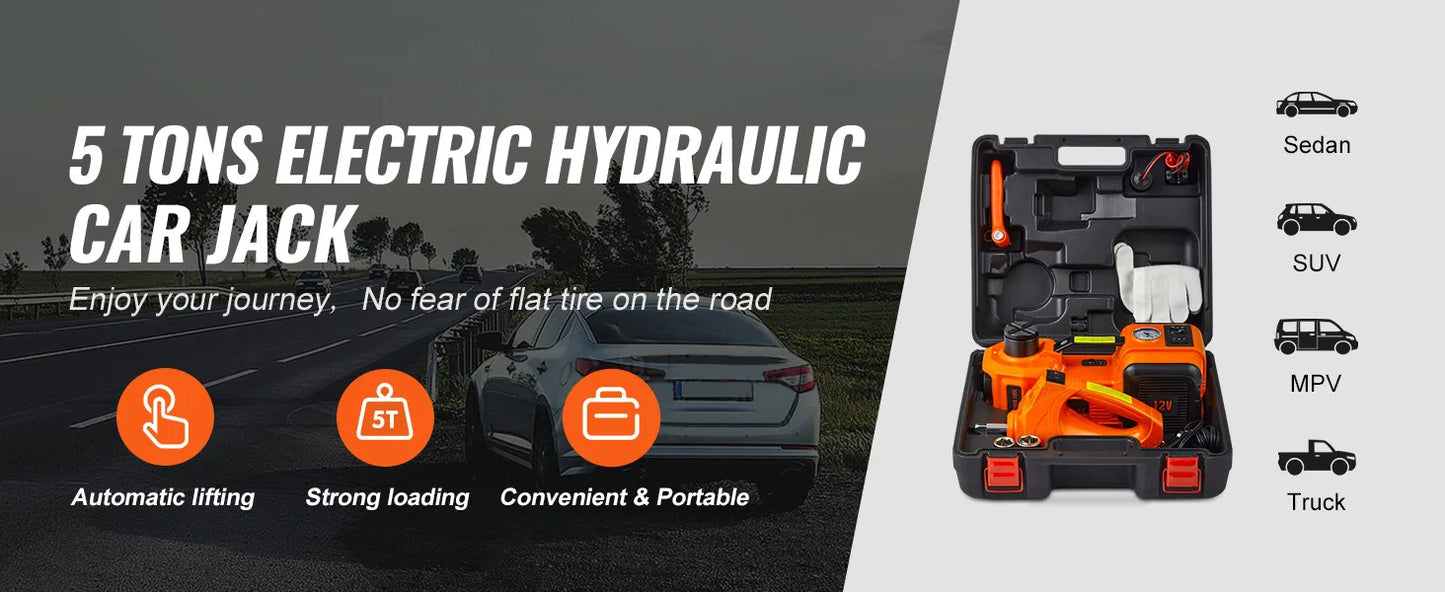 SucceBuy Electric Hydraulic Car Jack Built In Pump And LED