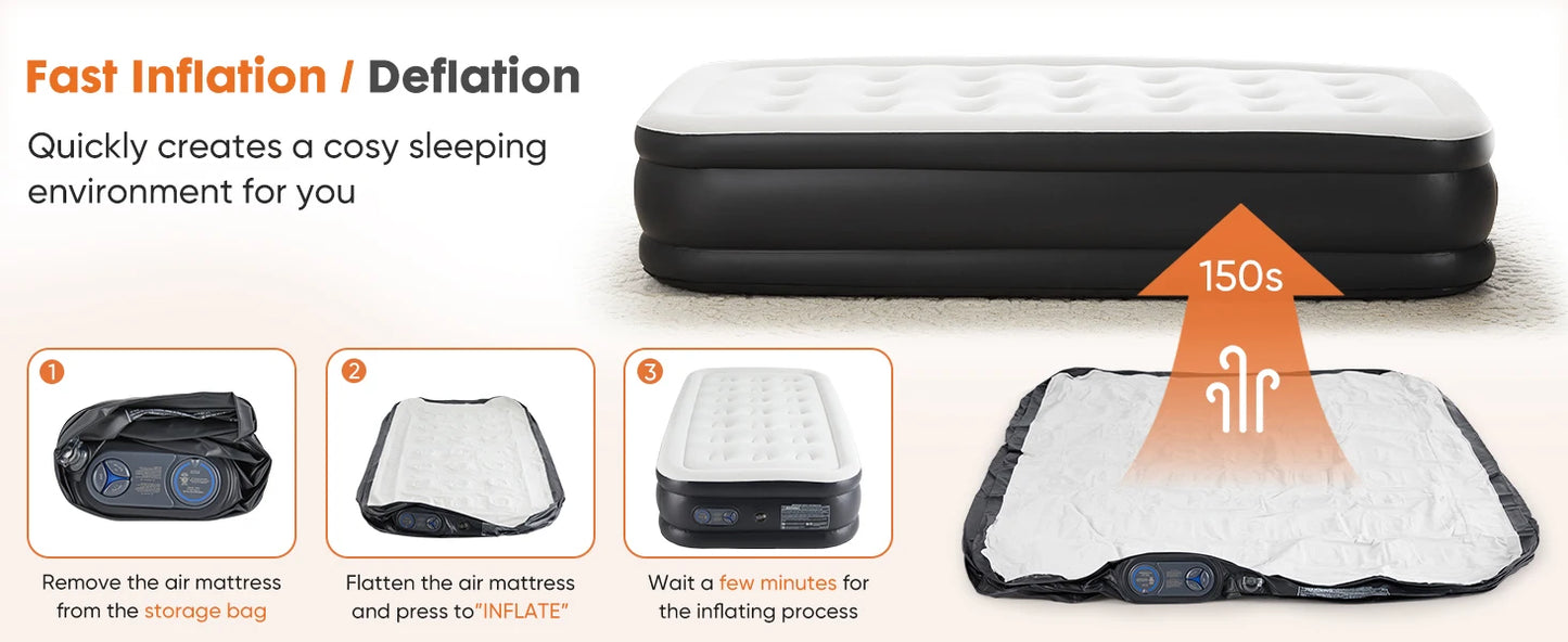 JHK Air Mattress With Non Slip Bottom 660 Lbs Capacity