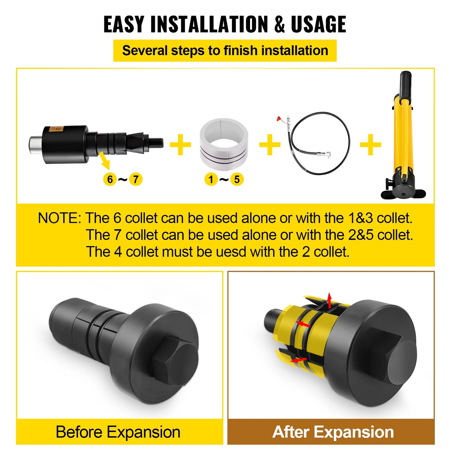 SucceBuy 10 Ton Hydraulic Exhaust Pipe Expander Kit