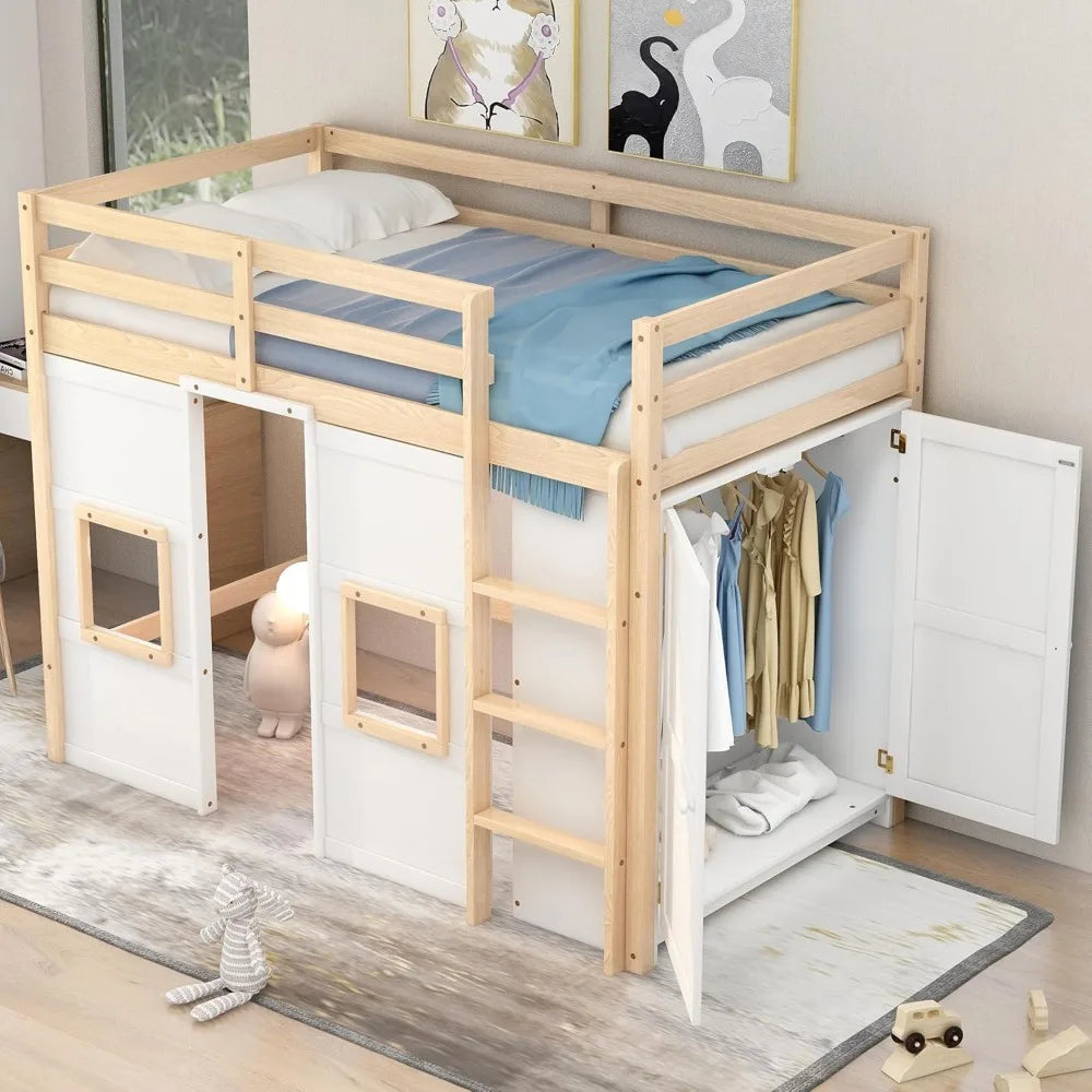 Loft Bed With Built In Storage Wardrobe And Windows