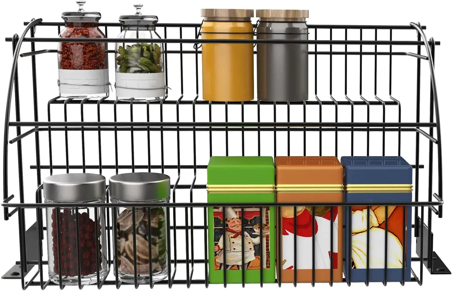 Bymaocar Three Tier Adjustable Pull Down Spice Rack Kitchen Storage
