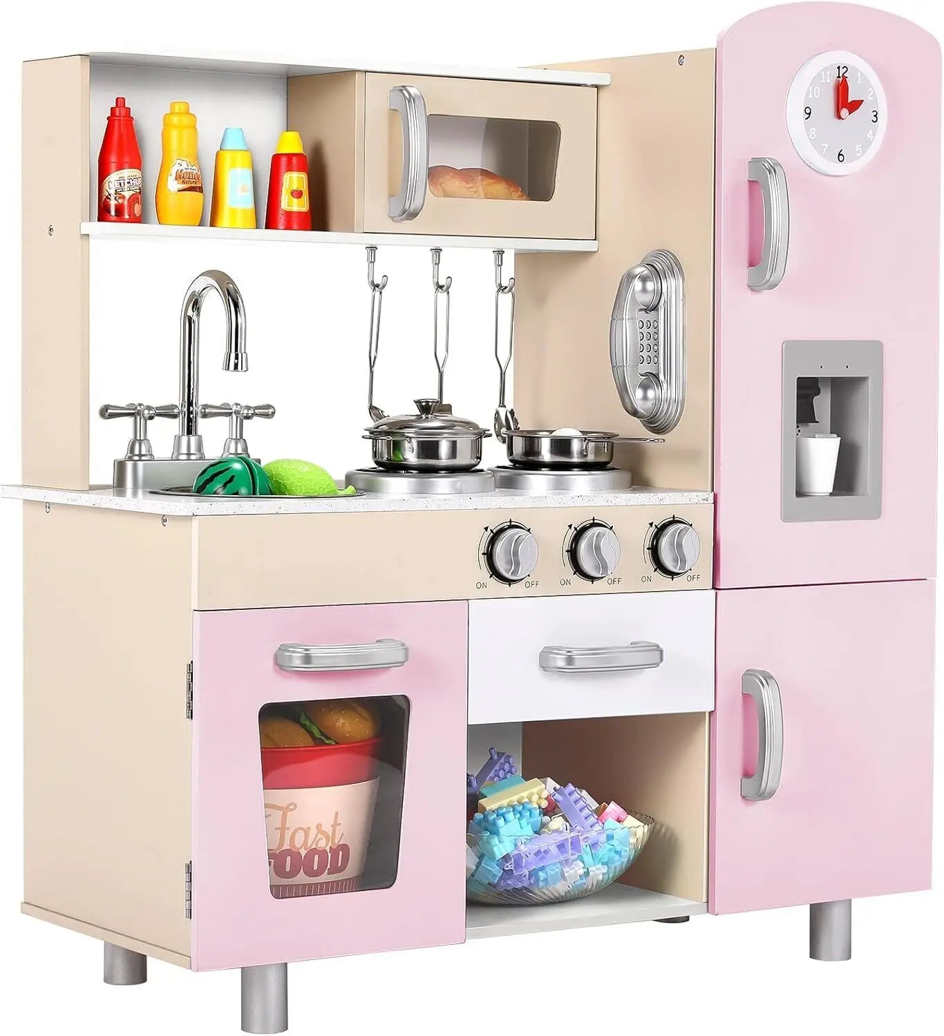 AuAg Wooden Play Kitchen Set With Lights And Sounds
