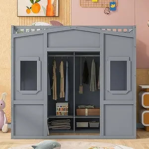 Loft Bed With Built In Storage Wardrobe And Windows