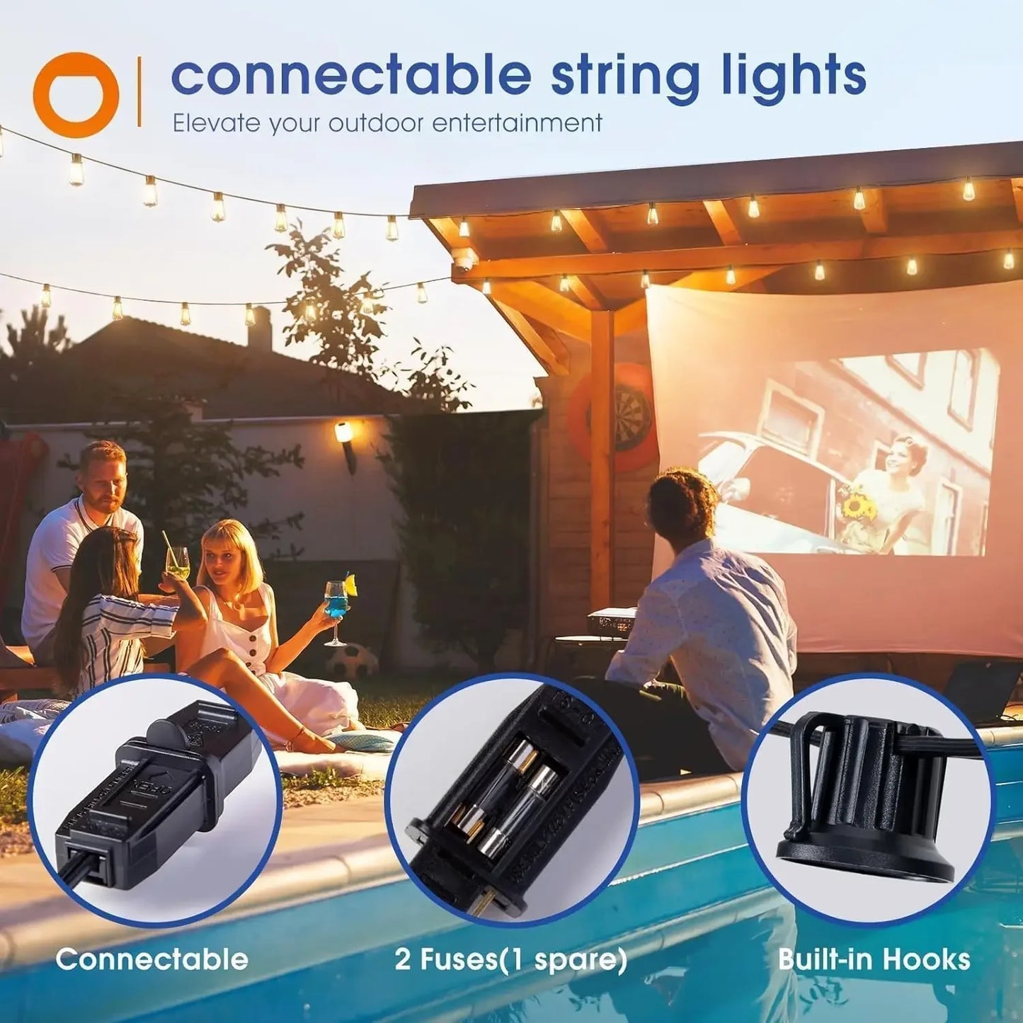 MIMIRGB LED Outdoor String Lights Waterproof Dimmable