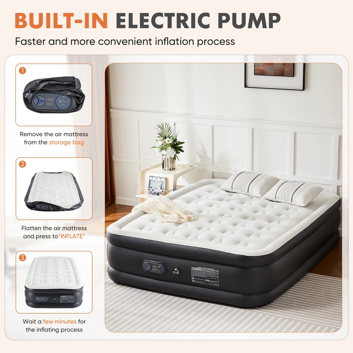 JHK Air Mattress With Non Slip Bottom 660 Lbs Capacity