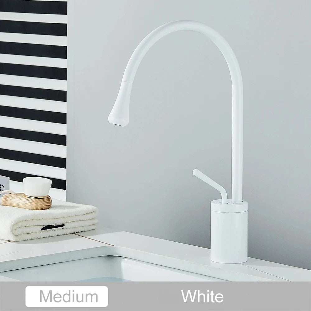 Saeuwtowy Brass Basin Faucet Deck Mounted Single Handle Hot Cold