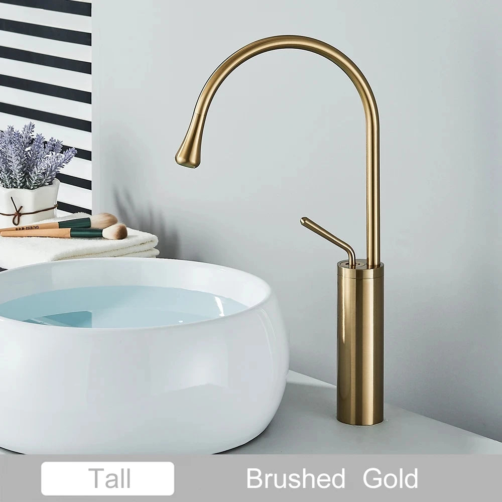 Saeuwtowy Brass Basin Faucet Deck Mounted Single Handle Hot Cold