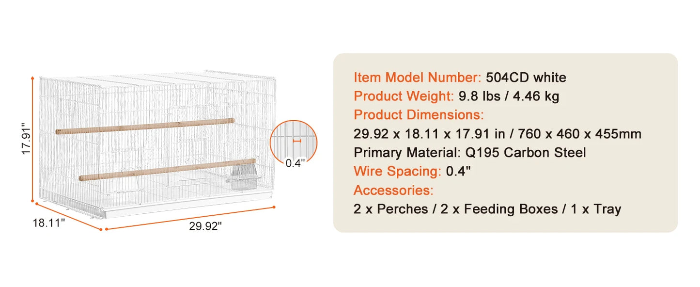SucceBuy Stackable Flight Bird Cage With Divider For Travel Perch
