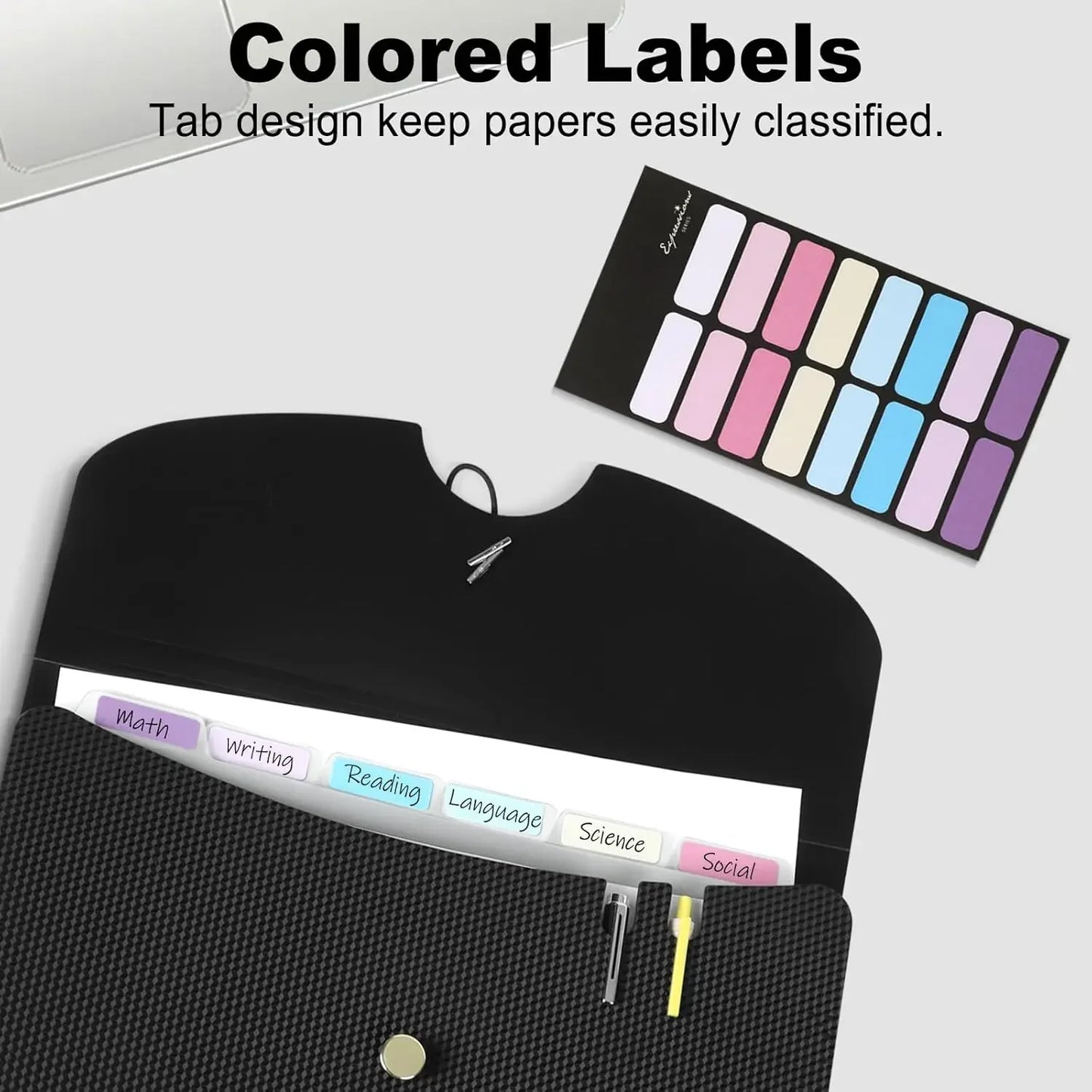 Expandable File Folder With 5 Pockets Polypropylene Organizer Office