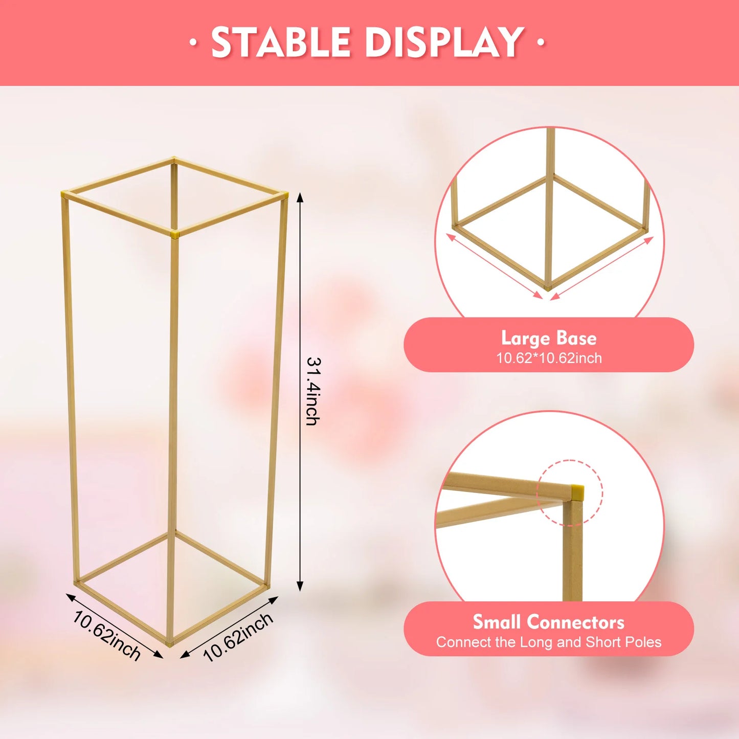 NONECN Geometric Metal Flower Vase Stands Centerpieces For Weddings