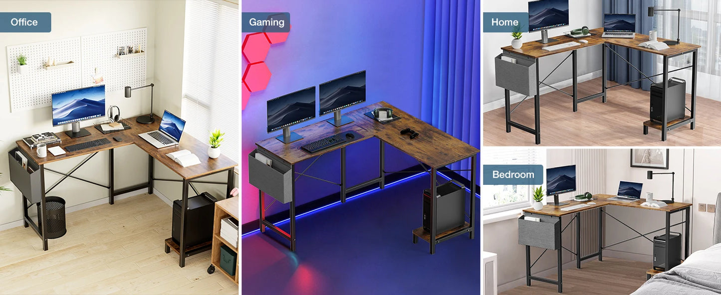 JHK Gaming Corner L Shaped Office Desk With CPU Storage