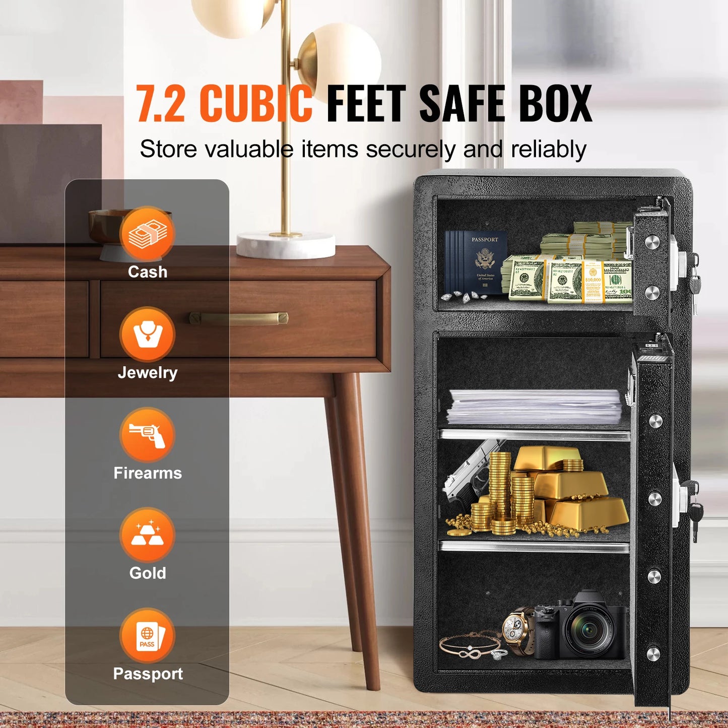 SucceBuy Safe Box with Key Lock Password and Fingerprint Access
