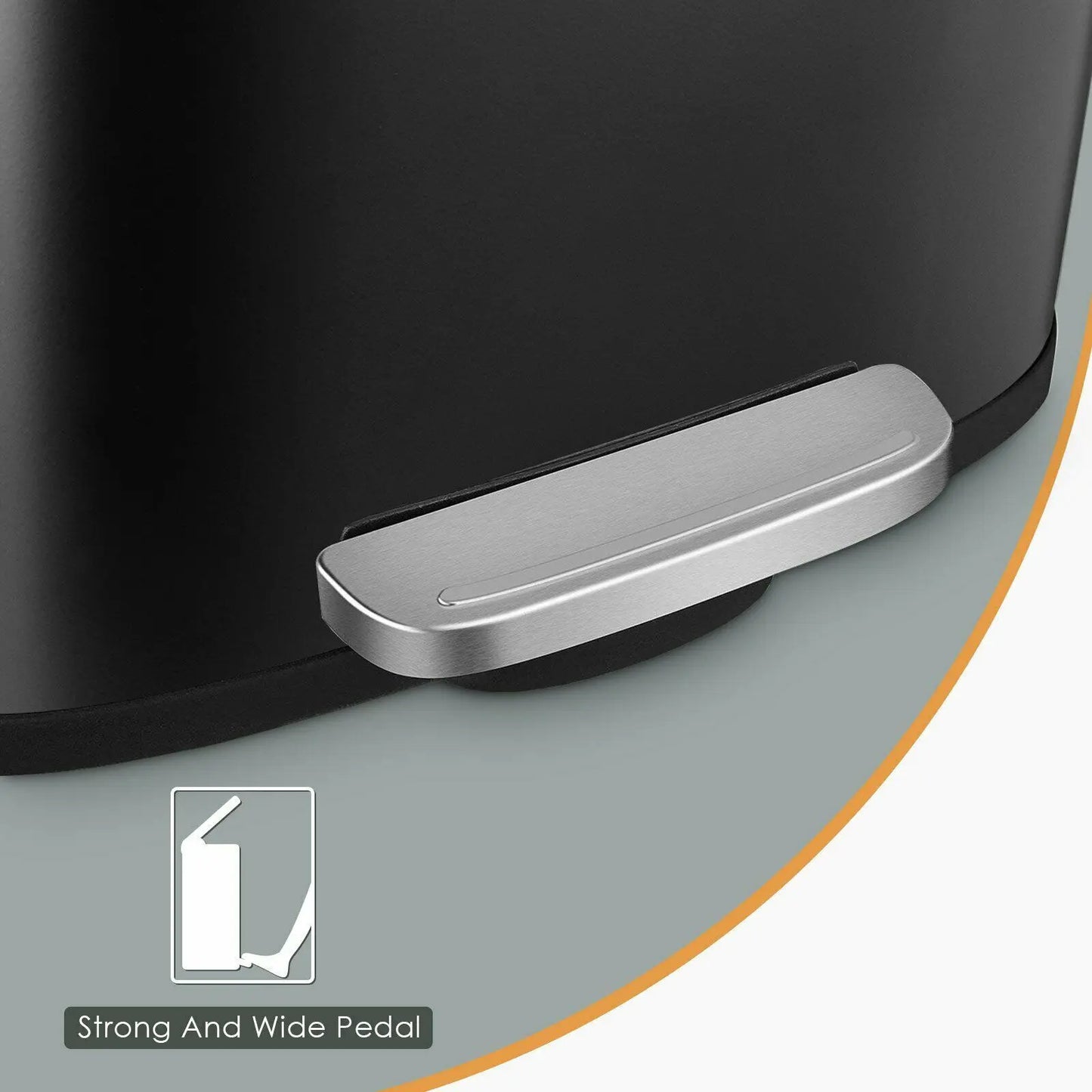 Rectangular Trash Can With Soft Close Pedal Stainless Steel