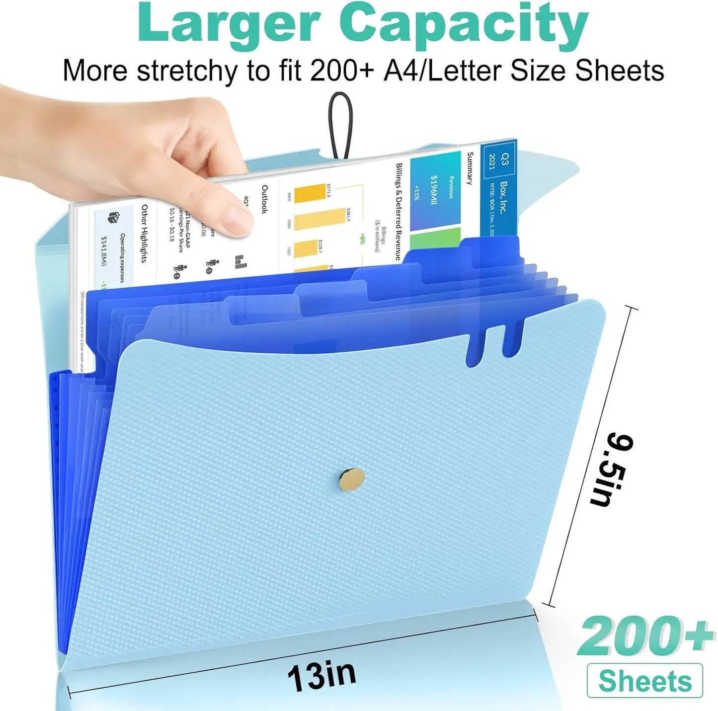 Expandable File Folder With 5 Pockets Polypropylene Organizer Office