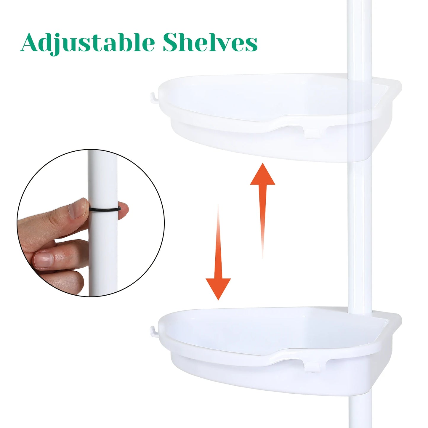 HiMISS Corner Shower Caddy With Tension Pole 4 Tier Organizer