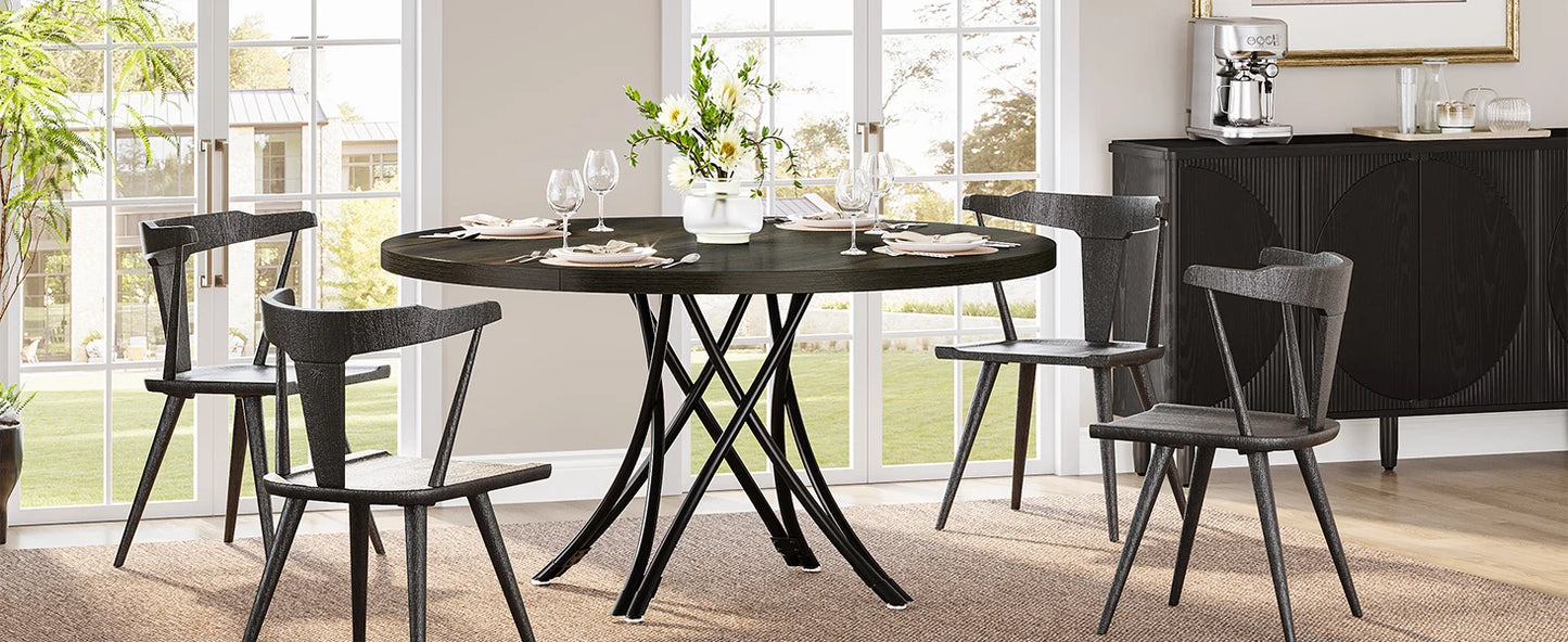 Tribesigns Round Dining Table For 4 To 6 People Farmhouse