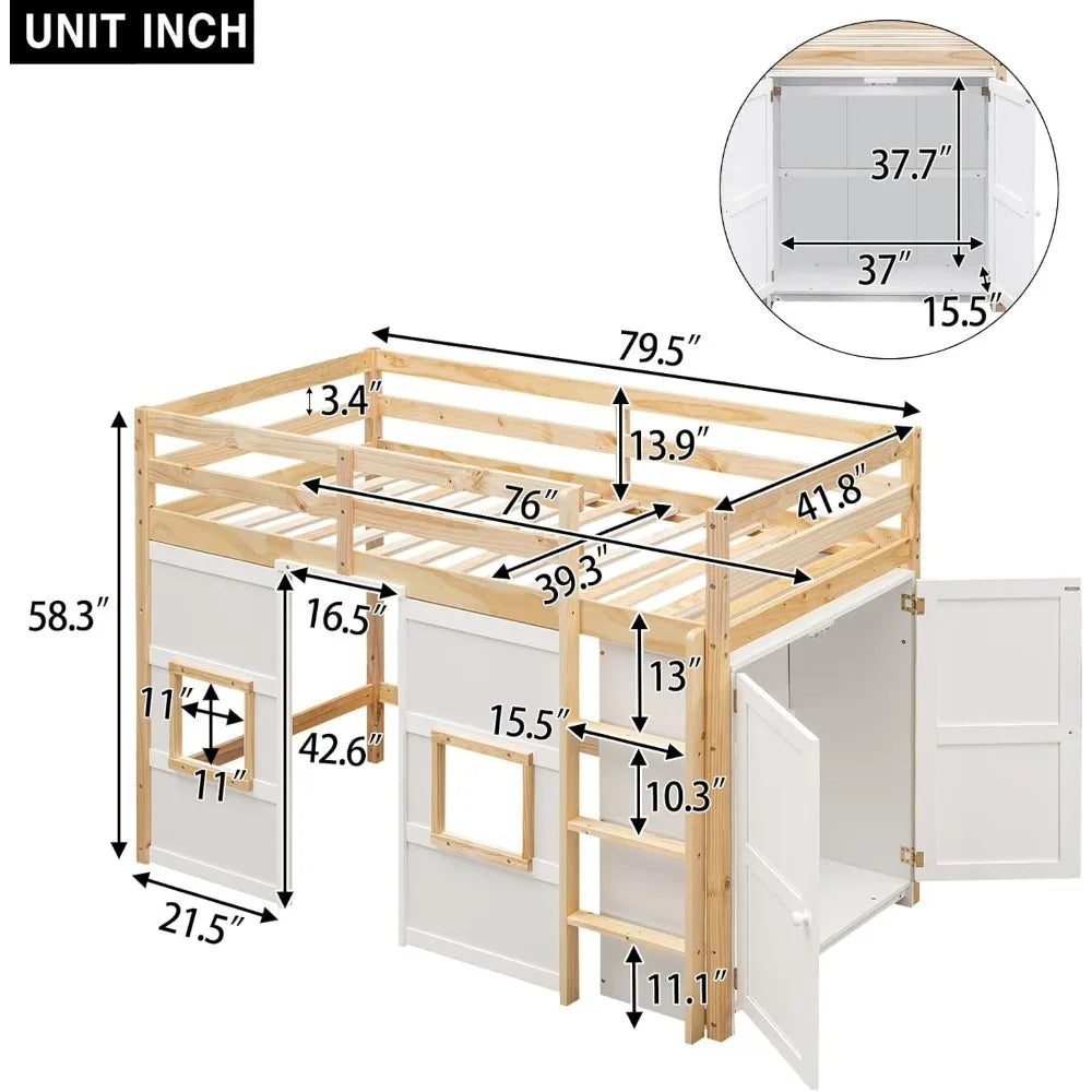 Loft Bed With Built In Storage Wardrobe And Windows