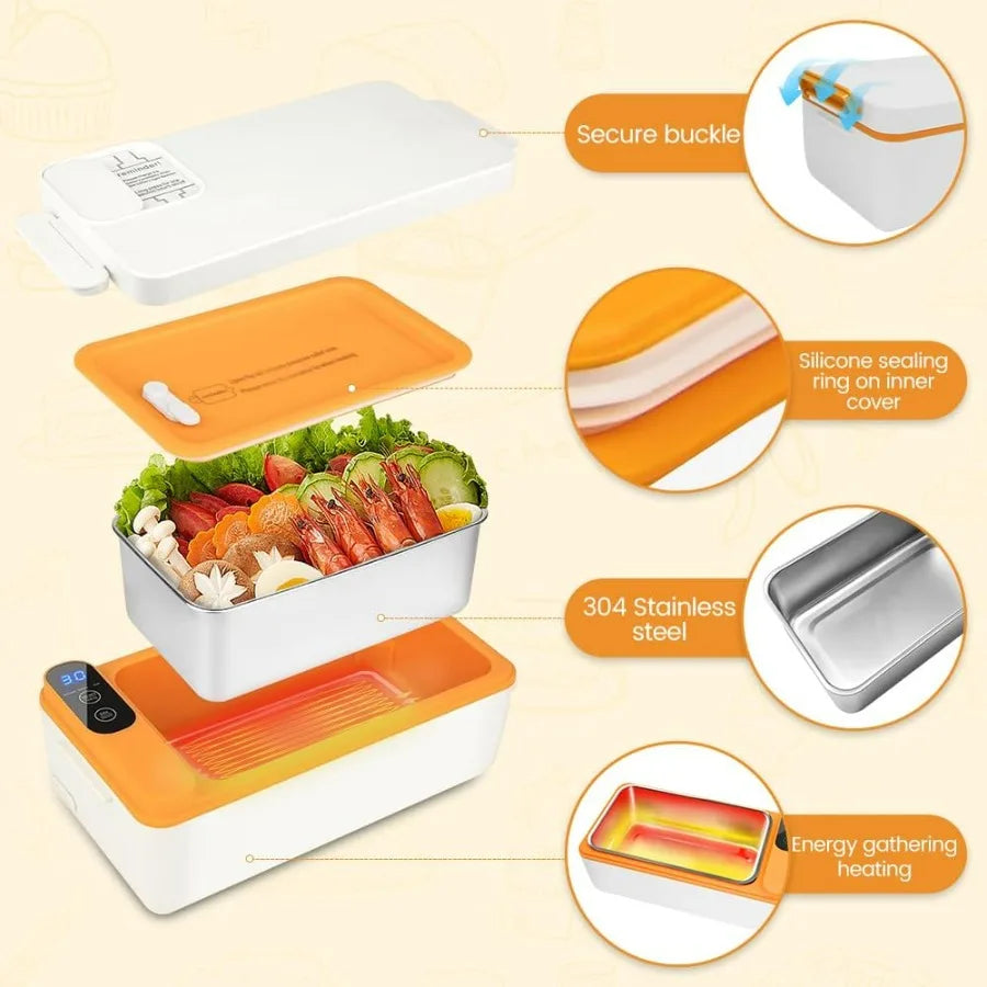 Cordless Electric Heated Lunch Box Battery Powered With Tableware