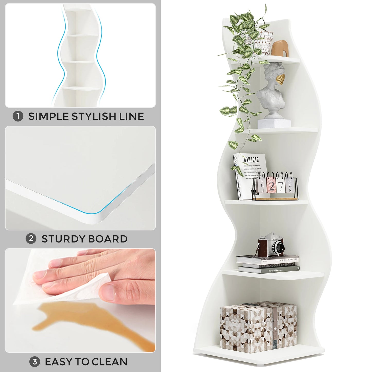 Tribesigns 5 Tier Corner Shelf Wall Bookshelf Plant Stand