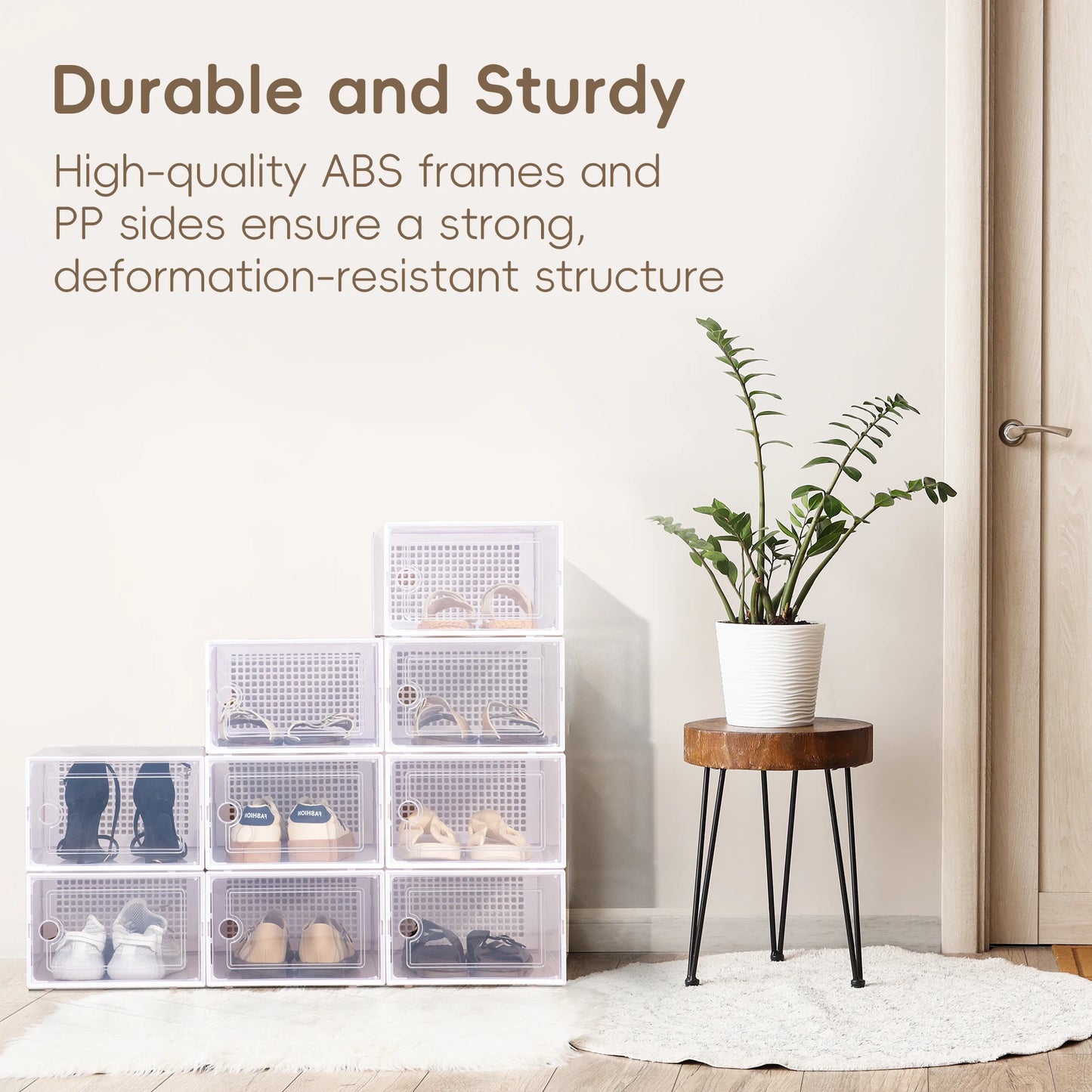 Deli Clear Stackable Shoe Boxes 12 Pack With Lids For Closet