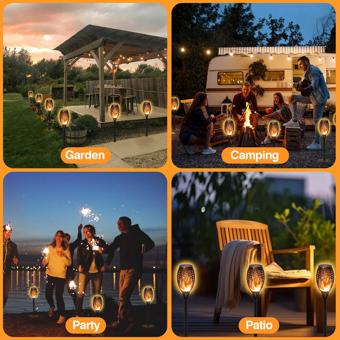Solar Outdoor LED Torch Lights With Flickering Flame Waterproof Garden