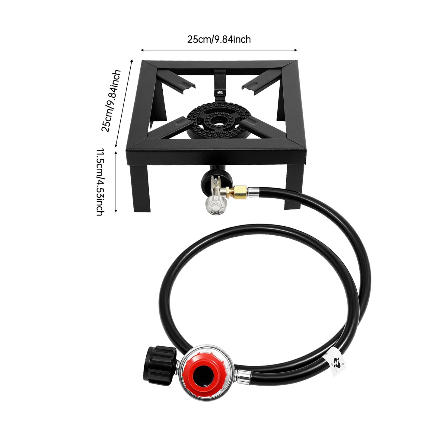8000W Portable Double Burner Outdoor Gas Stove With 0 To 10 PSI Regulator Hose