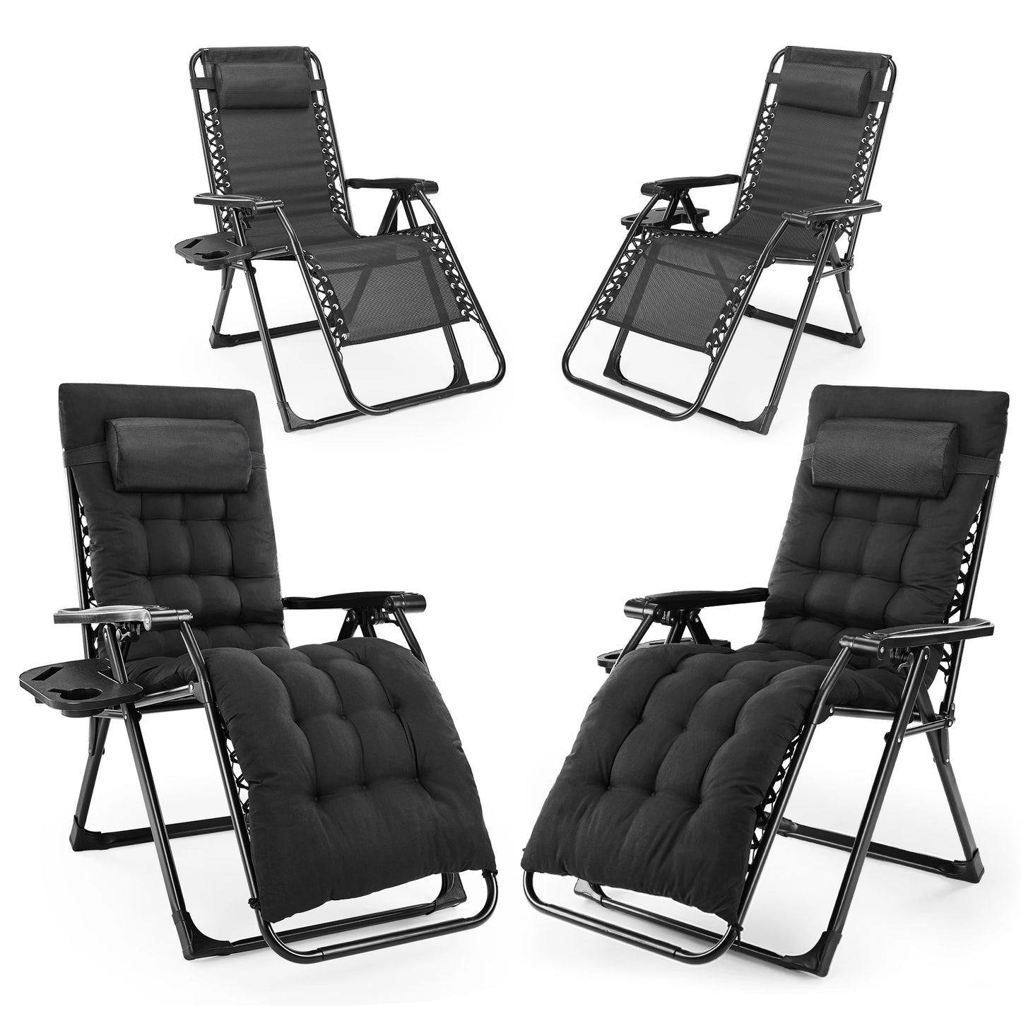 JHK Zero Gravity Recliner Patio Lounge Chair With Cup Holder