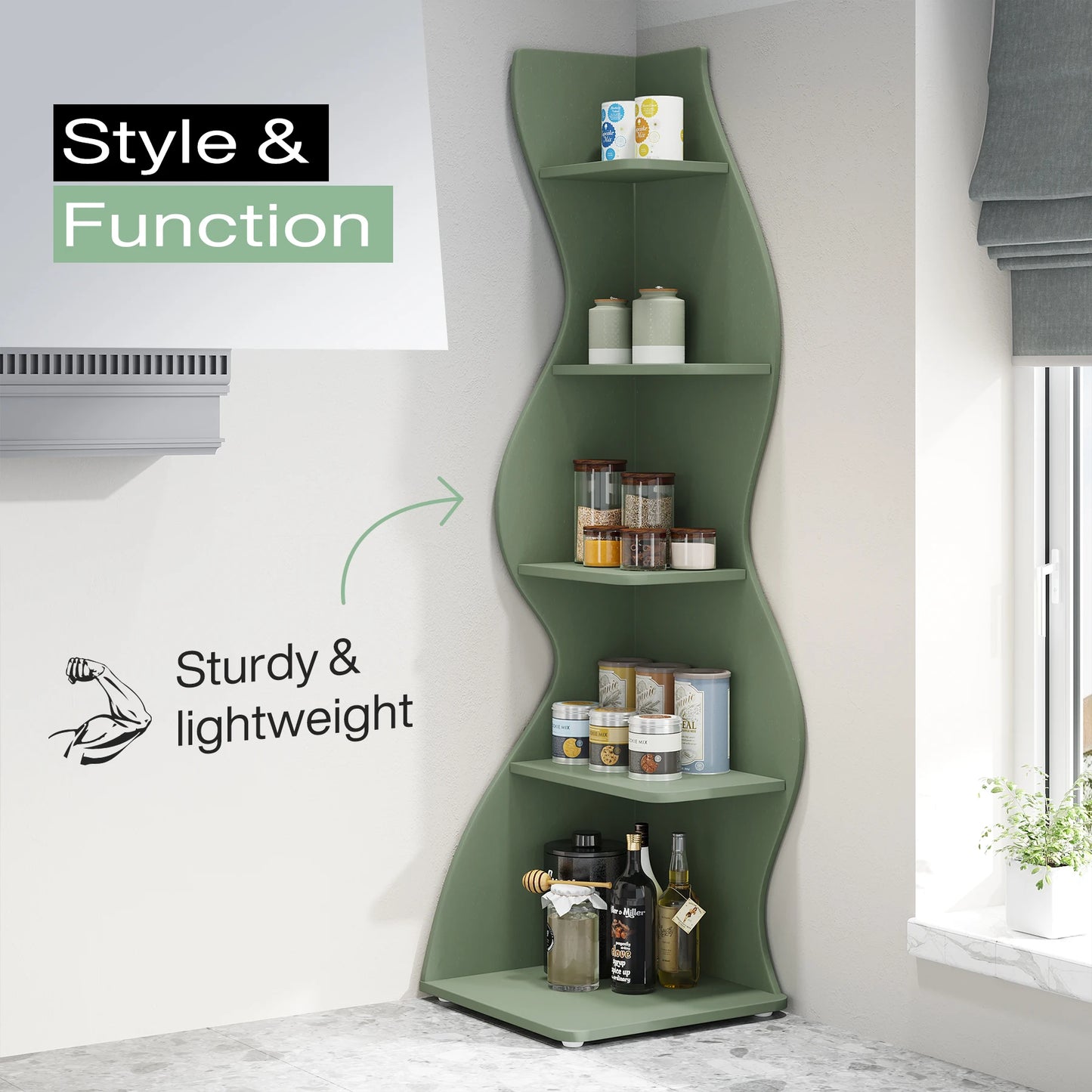 Tribesigns 5 Tier Corner Shelf Wall Bookshelf Plant Stand