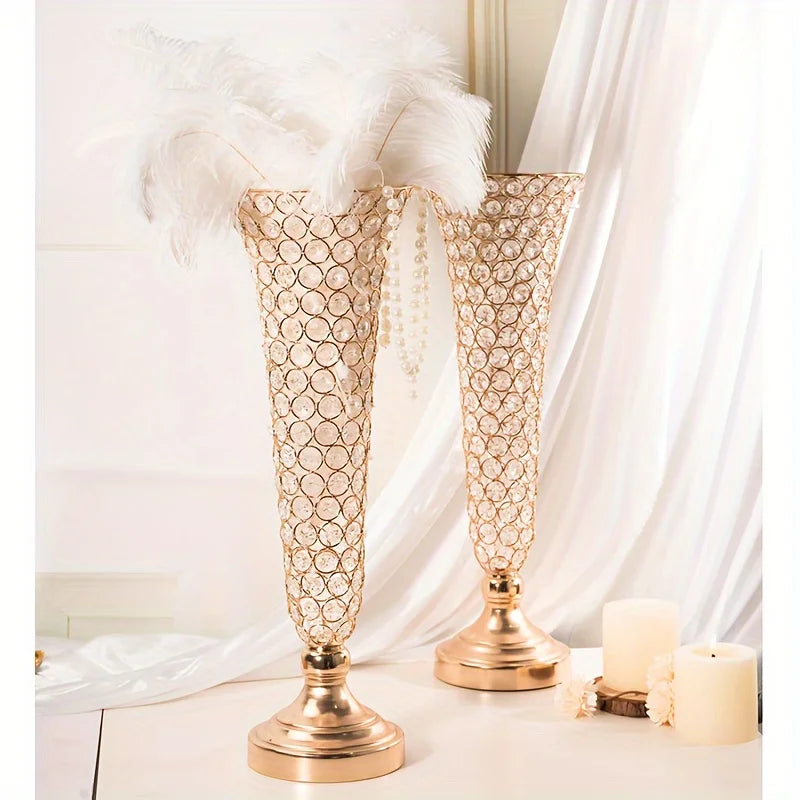 Two Crystal Vases Center Table Decor For Weddings And Home