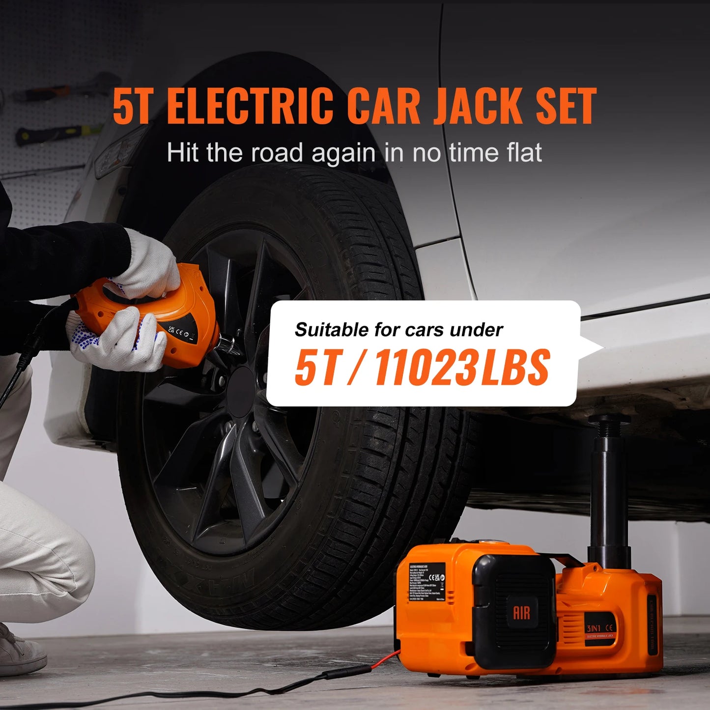 SucceBuy Electric Hydraulic Car Jack Built In Pump And LED