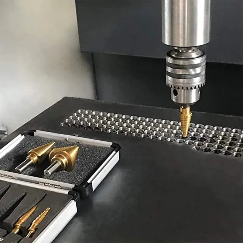 Meyoutown 5 Piece Titanium Coated Step Drill Bit Set