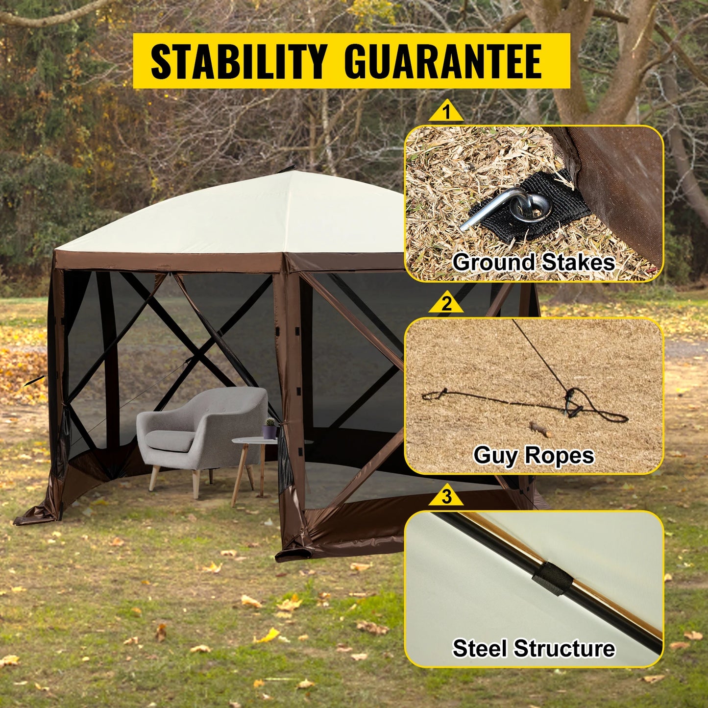 SucceBuy Pop Up Camping Gazebo Shelter for Outdoor Parties