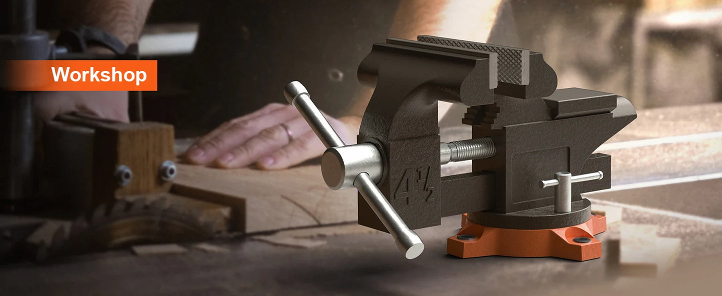 SucceBuy Bench Vise Heavy Duty Cast Iron With Swivel Base