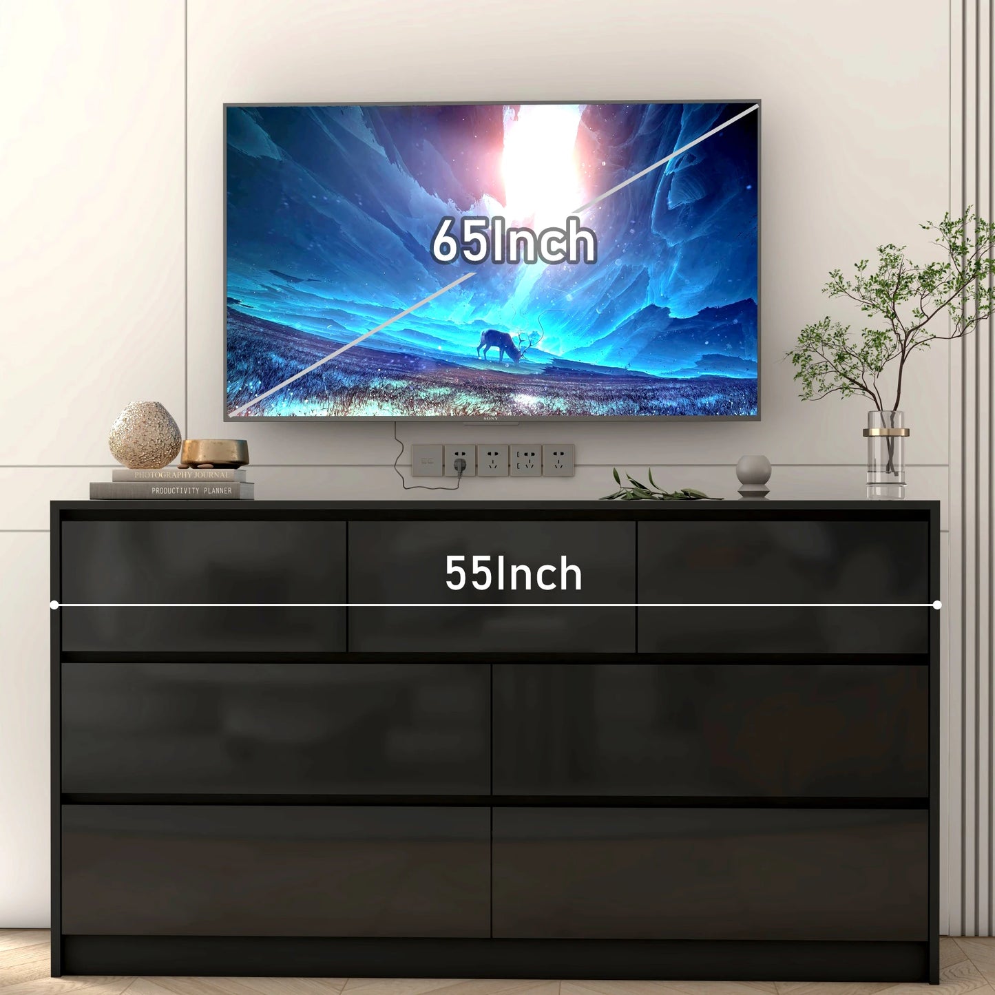 QiaoShiRen 7 Drawer Dresser Modern Wood Chest for Bedroom