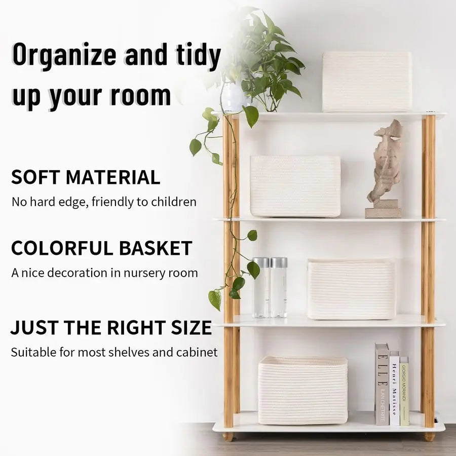 Soft Woven Storage Baskets for Nursery Organization and Shelves