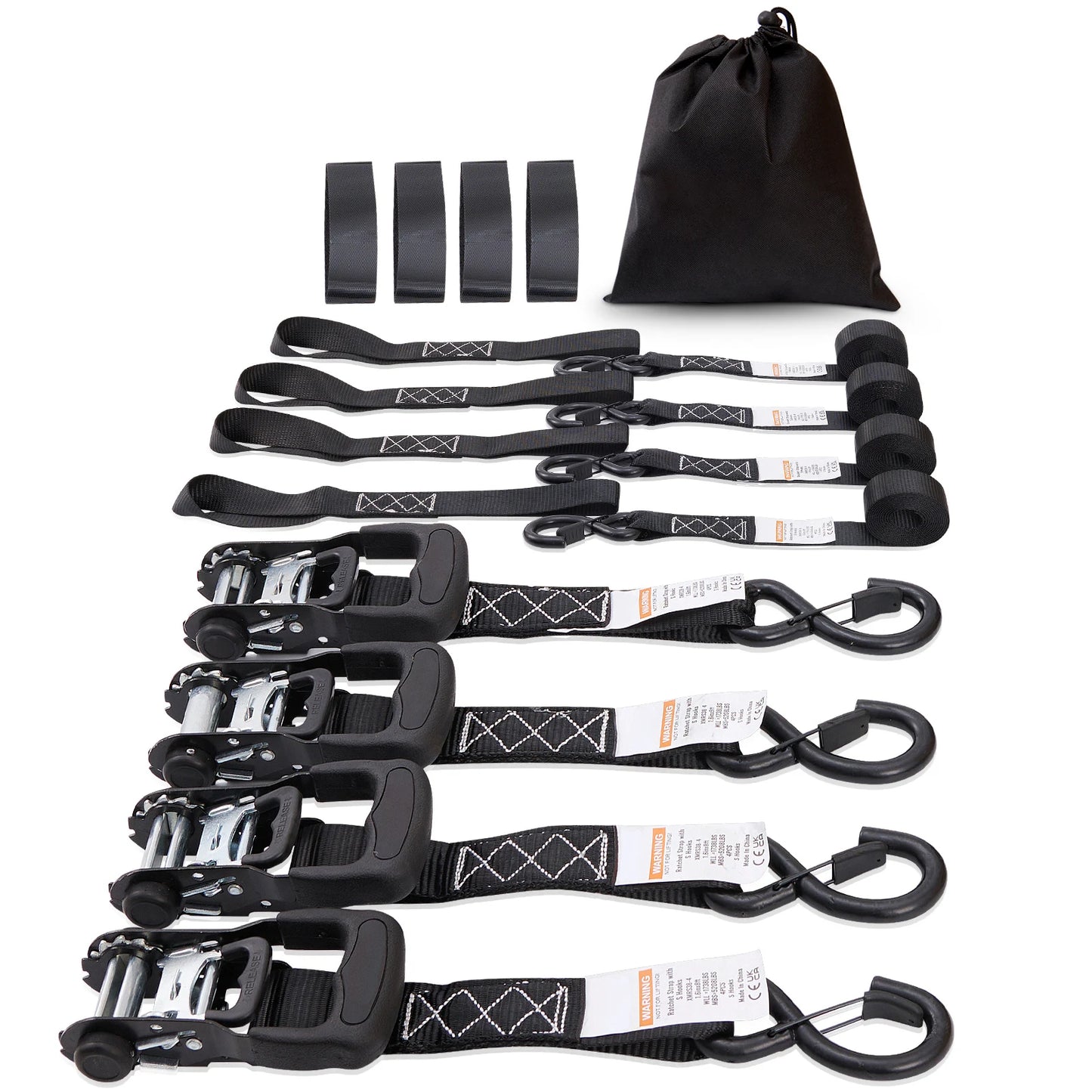SucceBuy Trailer Ratchet Tie Down Straps With Padded Handles
