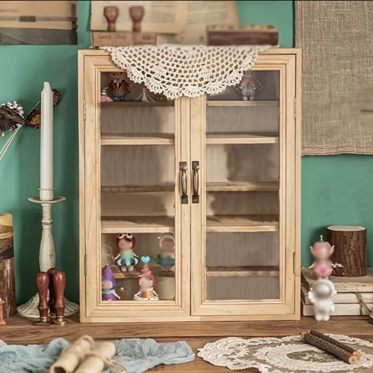 Solid Wood Blind Box Display Stand With Acrylic Panel