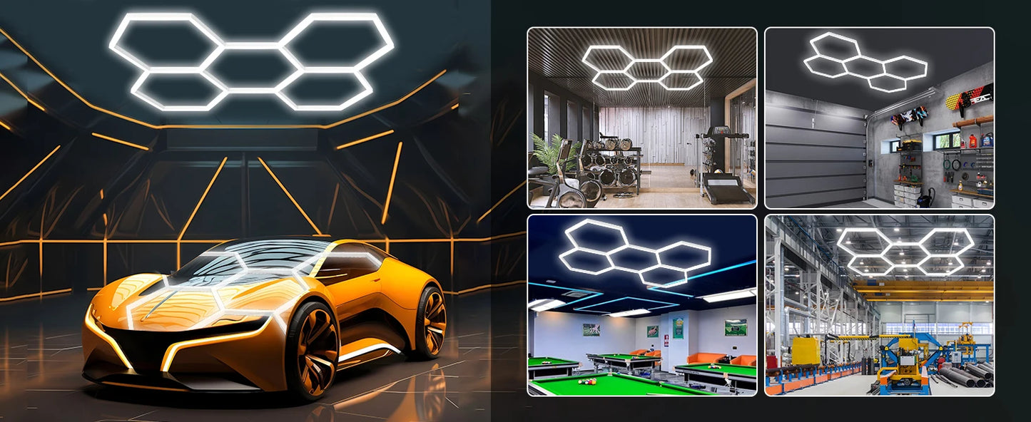 Hexagon LED Ceiling Light Tube For Garage Workshop